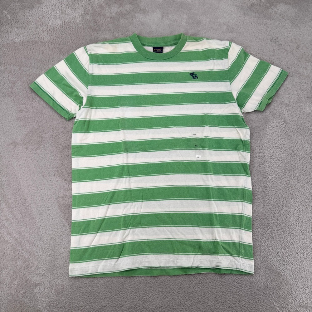 NWT Abercrombie & Fitch Mens Medium Green Striped Short Sleeve‎ T-Shirt